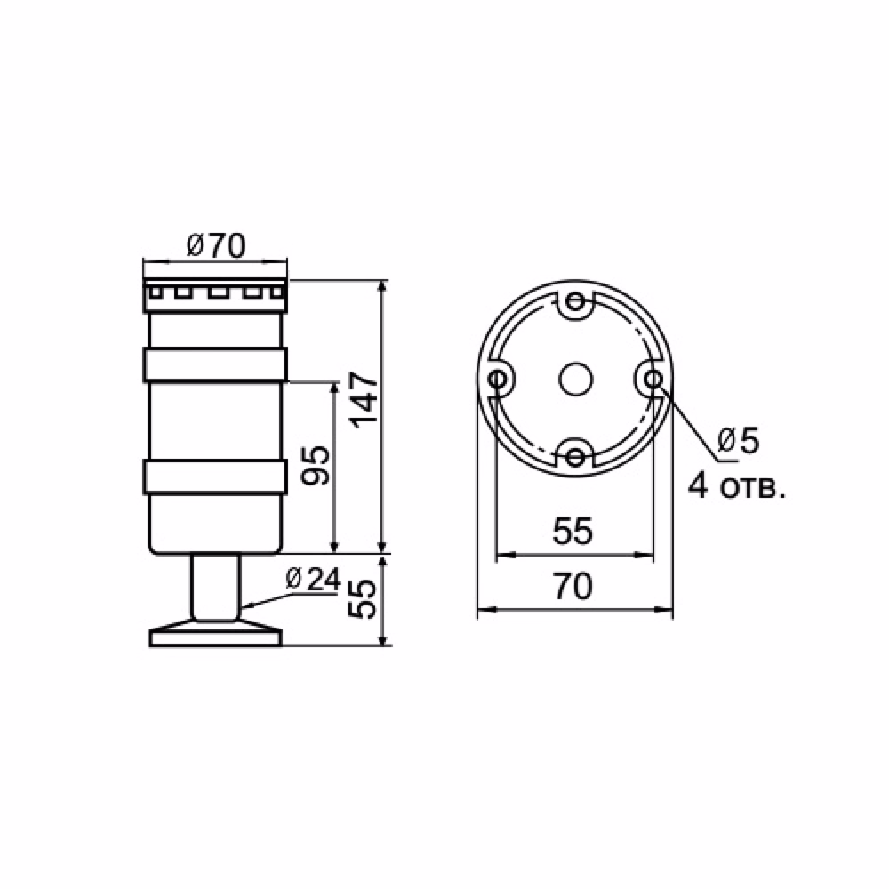 Светосигнальная колонна INNOCONT TL70B-220-G-55
