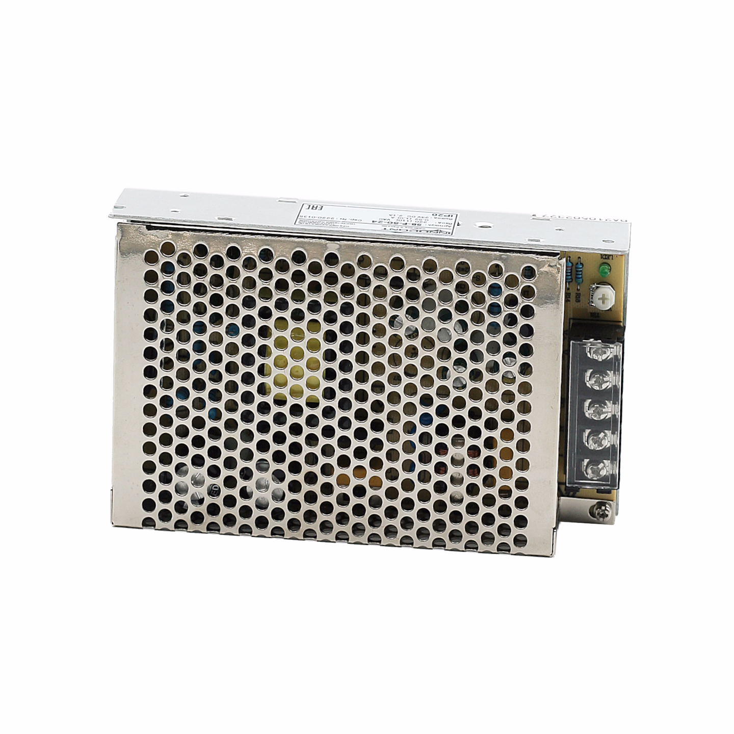 Источник питания INNOCONT. Вход: 220VAC, 0.52А, выход: 50W, 24VDC, 2.1A,-10 +50С, IP20, типы защиты: КЗ, перегрузка, перенапряжение SB-P-50-24