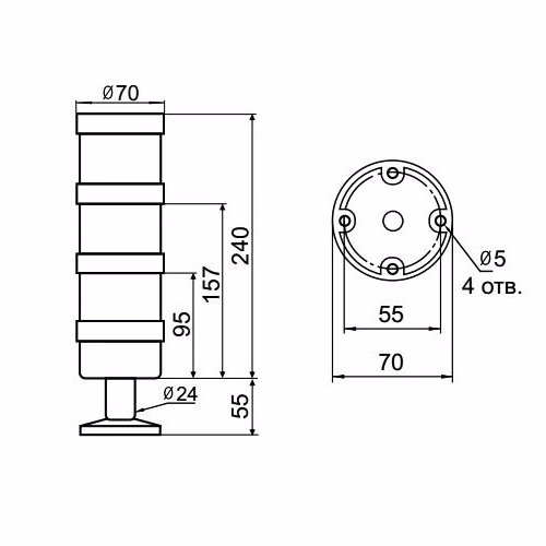 Светосигнальная колонна INNOCONT TL70-024-BYG-55