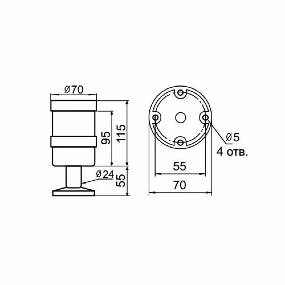 Светосигнальная колонна INNOCONT TL70-220-W-55