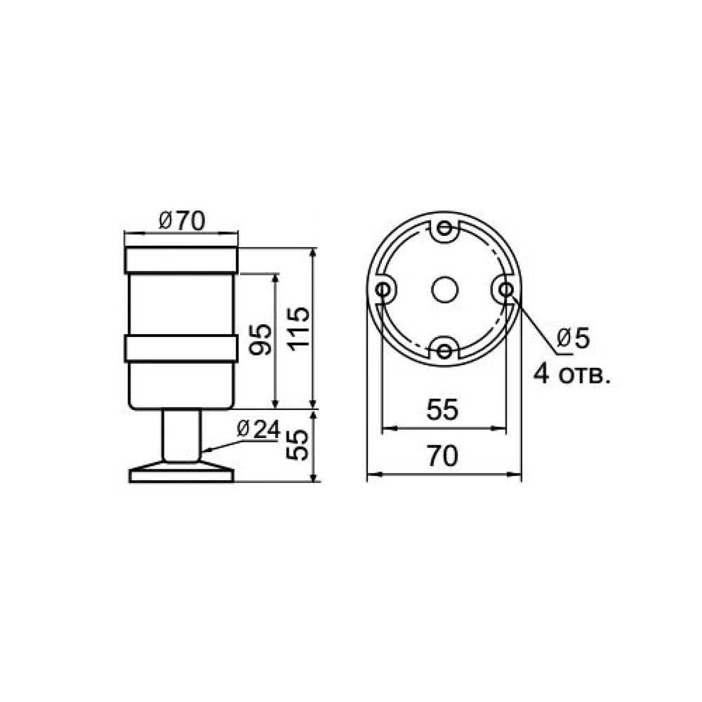 Светосигнальная колонна INNOCONT TL70-220-W-55