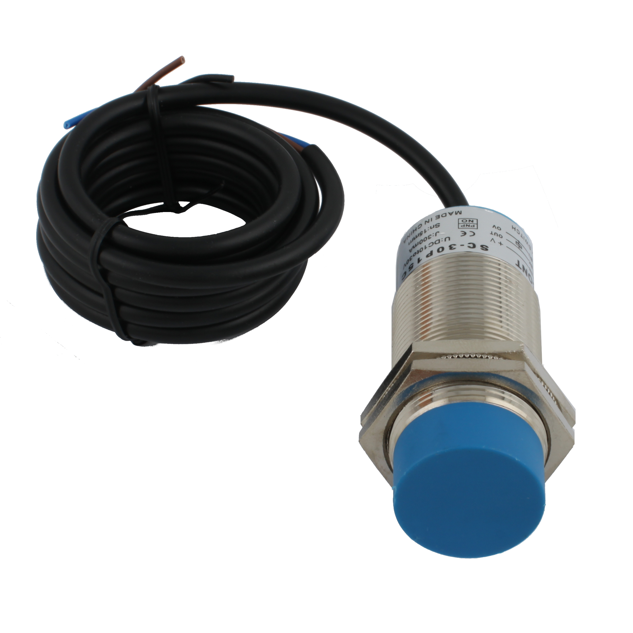 Емкостный датчик INNOCONT, M30x1,5, L=78 мм, зона срабатывания 15 мм, -25 +60 С, 12…24 VDC, IP65, выход: PNP NO, макс. ток 200 мА, кабель 2 м SC-30P15C