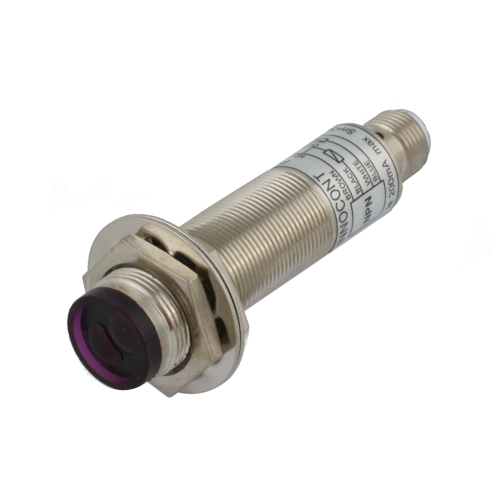 Фотодатчик диффузионный INNOCONT, М18x1, зона срабатывания до 30 см, -10 +60 С, 12…24 VDC, IP67, выход: NPN NO + NC, макс. ток 200 мА, время реакции 3 мс, разъем М12 PESL-D18-NOC30D (connector)