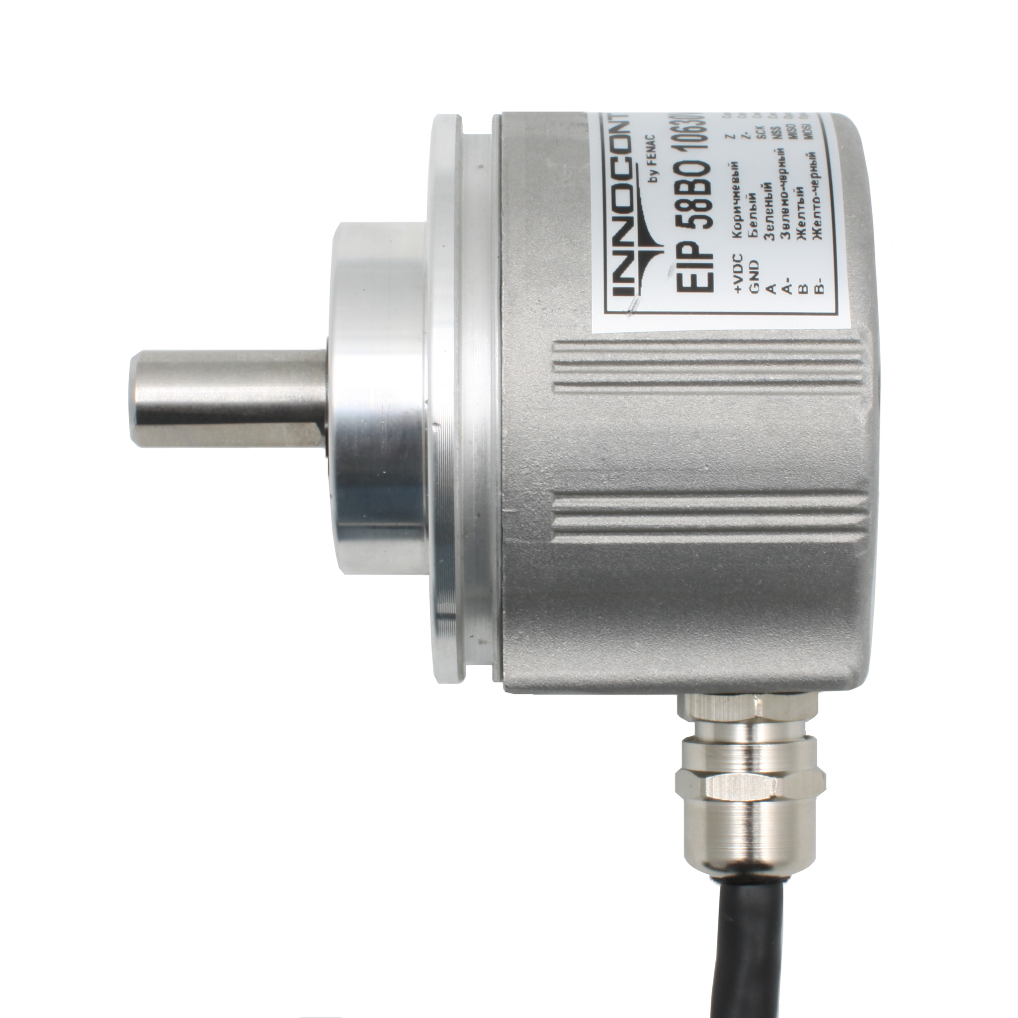 Инкрементальный программируемый энкодер INNOCONT D=58мм, выступающий вал 8мм, 5…30VDC, выход TTL/HTL с инверсией, IP 65