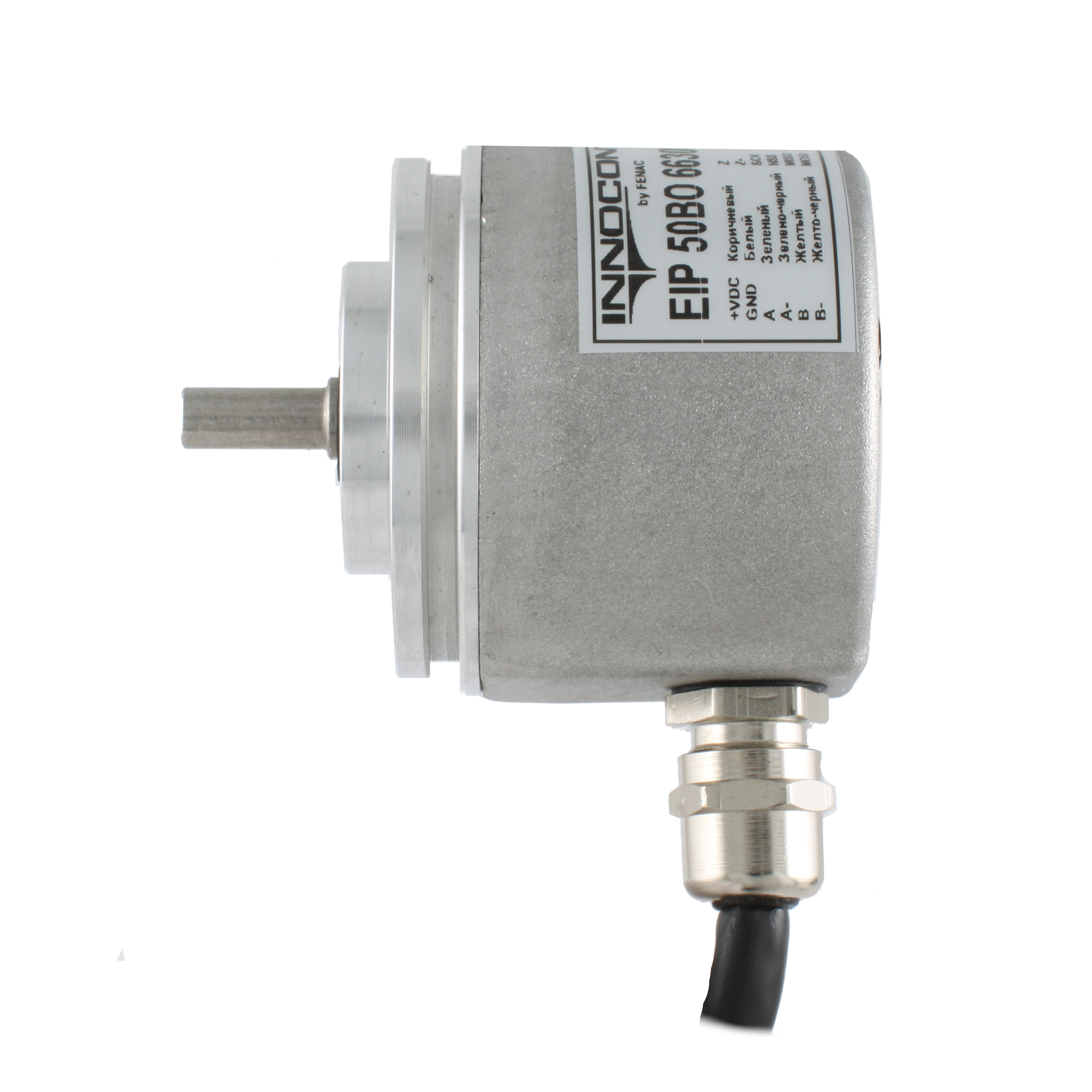 Инкрементальный программируемый энкодер INNOCONT D=50мм, выступающий вал 8мм, сервофланец, 5…30VDC, выход TTL/HT, IP 65