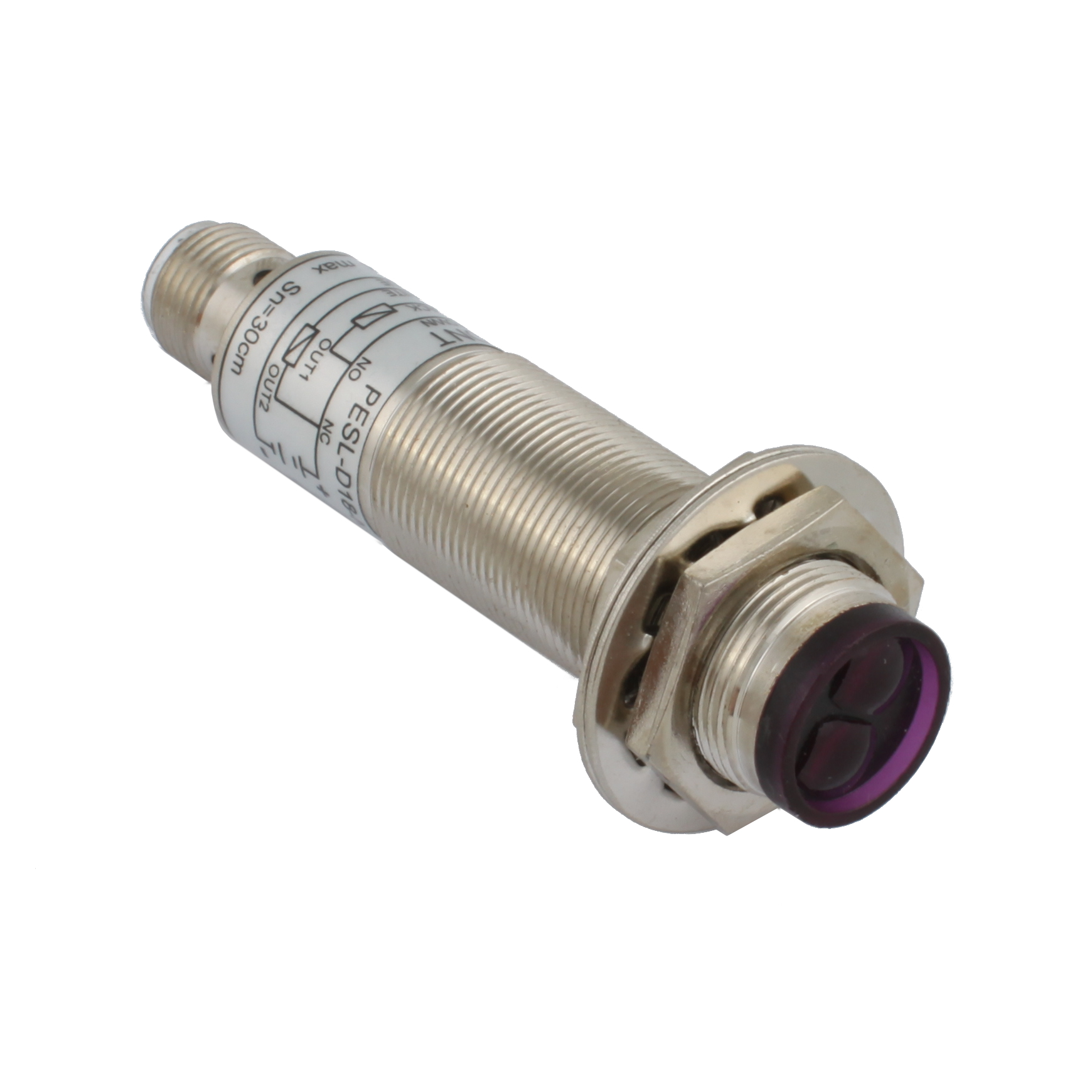 Фотодатчик диффузионный INNOCONT, М18x1, зона срабатывания до 30 см, -10 +60 С, 12…24 VDC, IP67, выход: NPN NO + NC, макс. ток 200 мА, время реакции 3 мс, разъем М12 PESL-D18-NOC30D (connector)