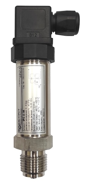 Преобразователь давления INNOCONT IPS-6-M, диапазон 0...6 бар, точность 0,5%, -40 +125 С, 12-36 VDC, IP65, разъем DIN