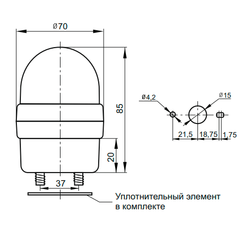 Маяк проблесковый желтого цвета INNOCONT SL70B-220-Y