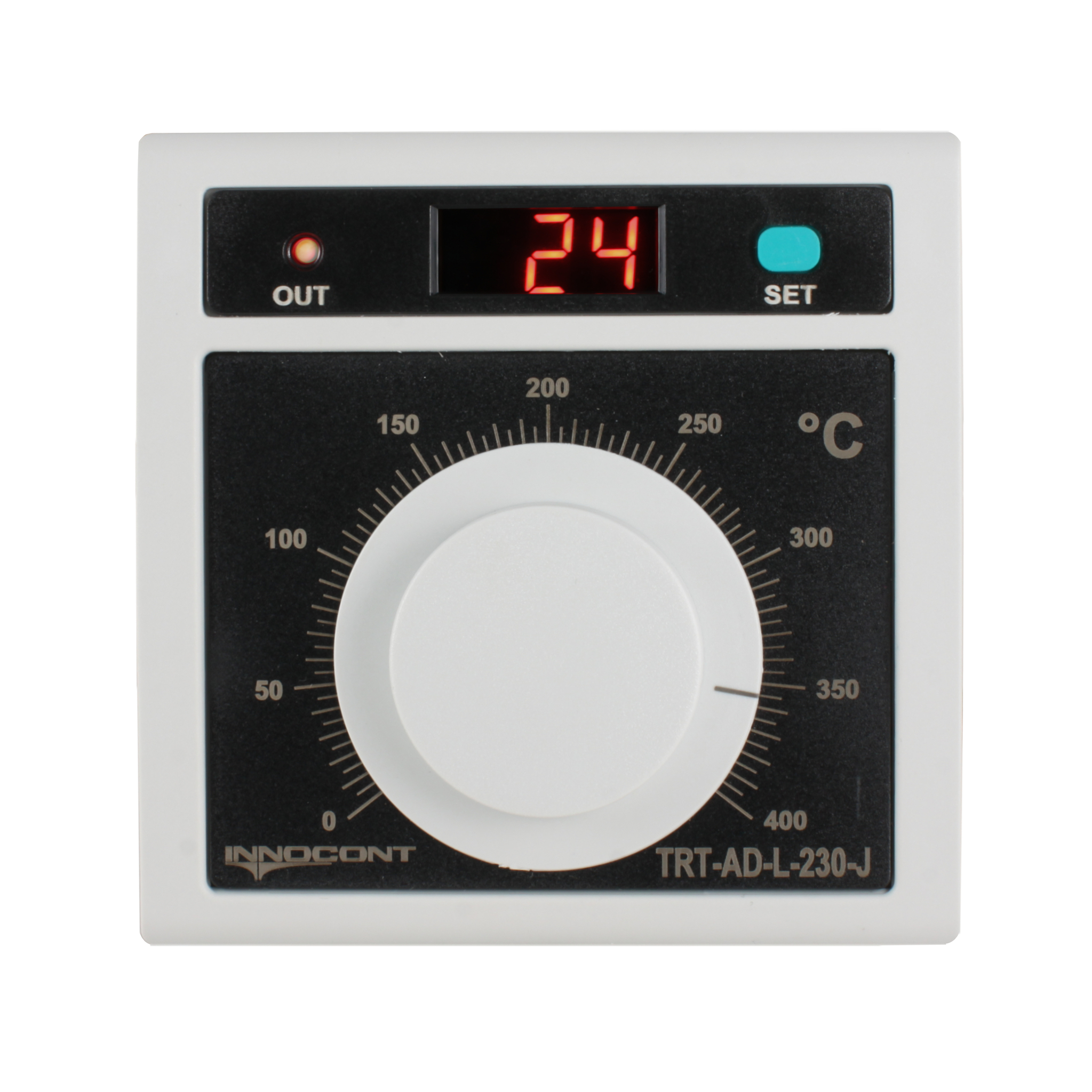 Температурный контроллер INNOCONT с аналоговым управлением и дисплеем, 96х96х50 мм,вход IC, 0...400C, выход реле, ON/OFF, 230VAC